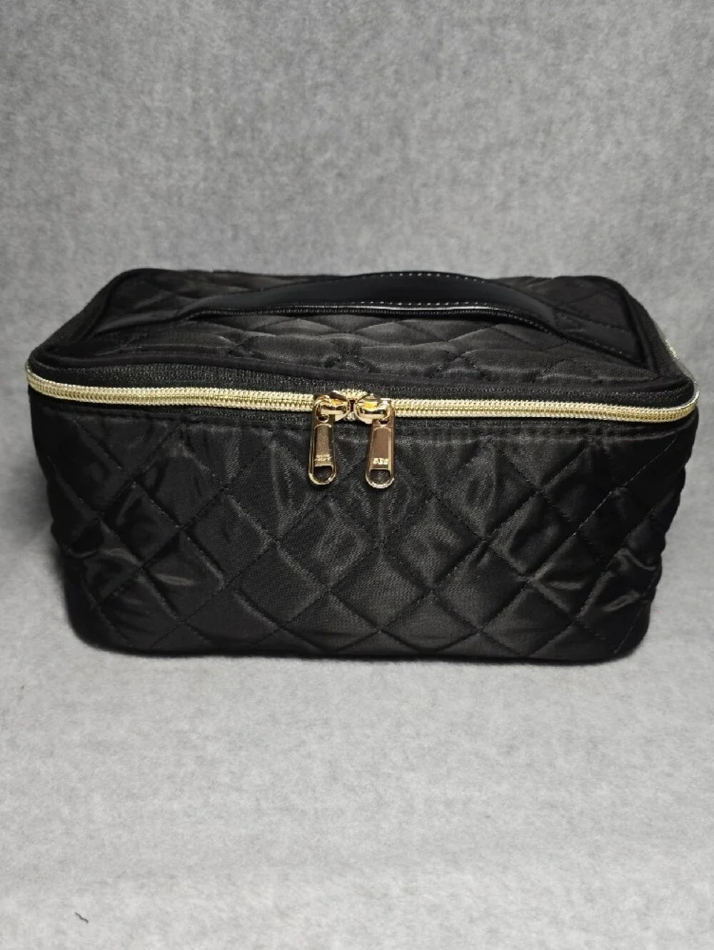 Black and Clear Travel Cosmetic Bag Set with Gold Zippers